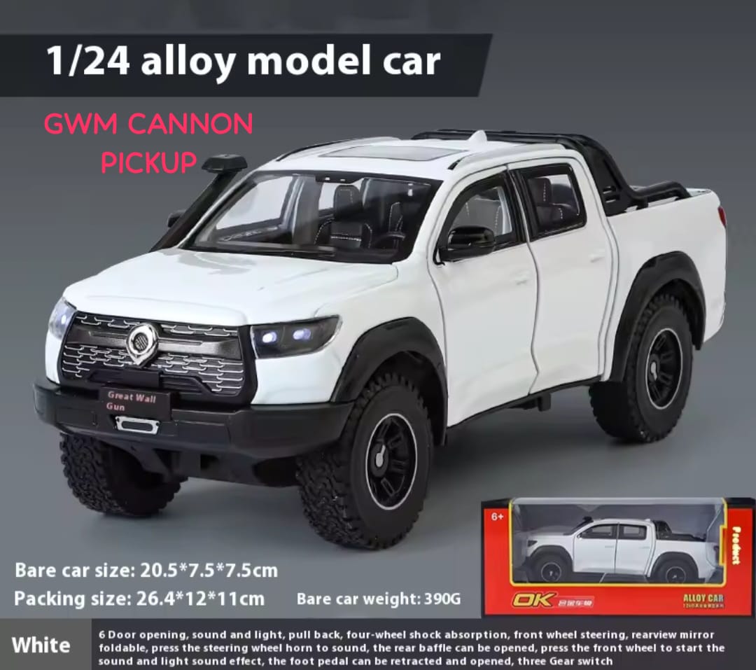 1:24 Alloy GWM Cannon Dala Pickup Toy – Die-Cast Model