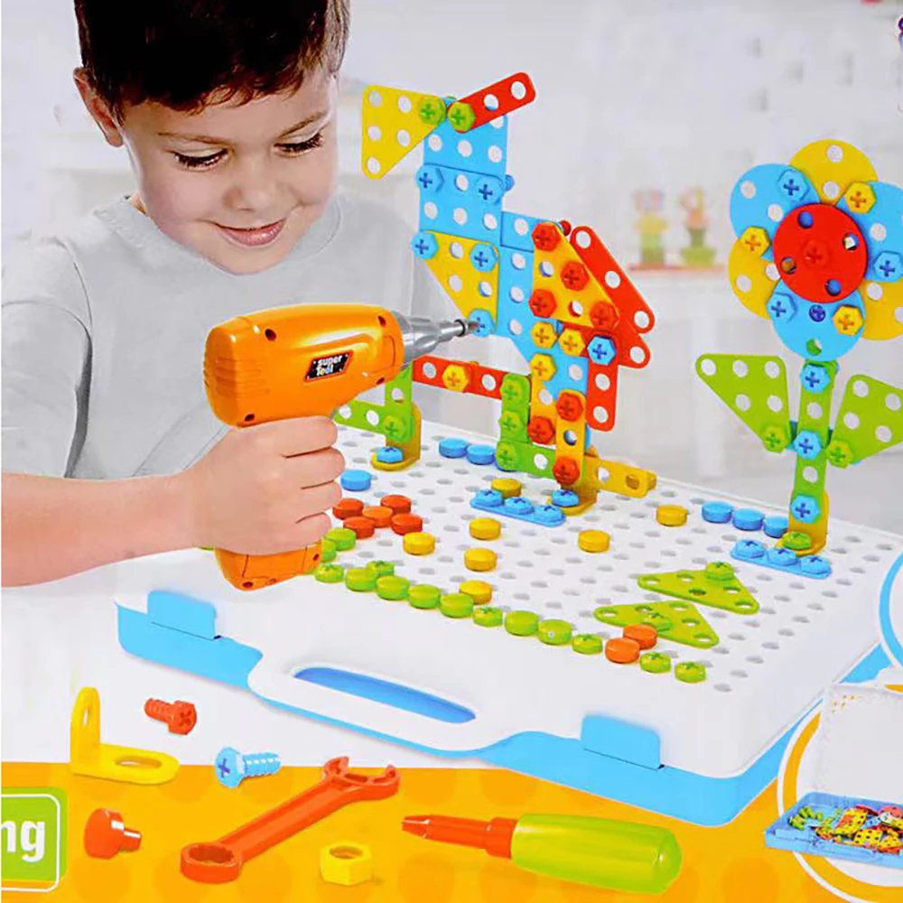 Magic Plate Puzzle with Toy Drill – STEM Building Set