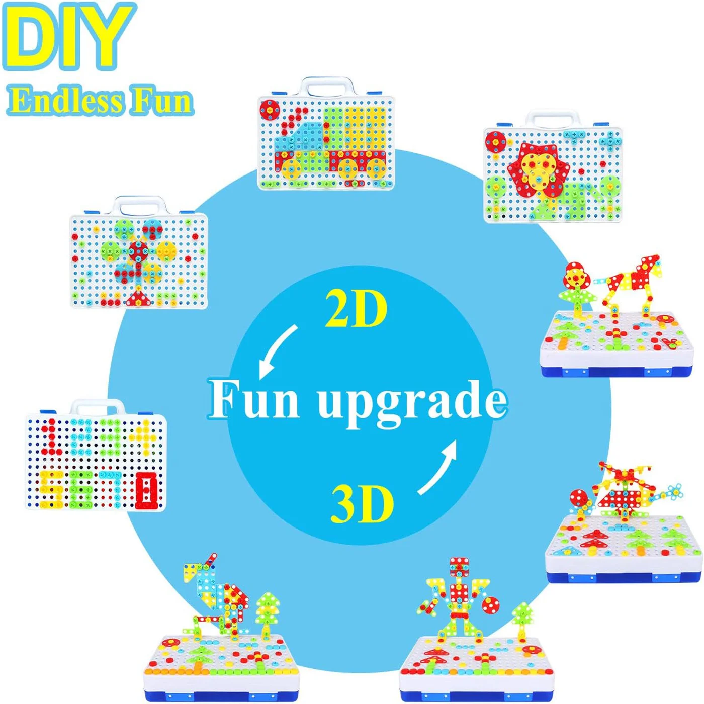 Magic Plate Puzzle with Toy Drill – STEM Building Set