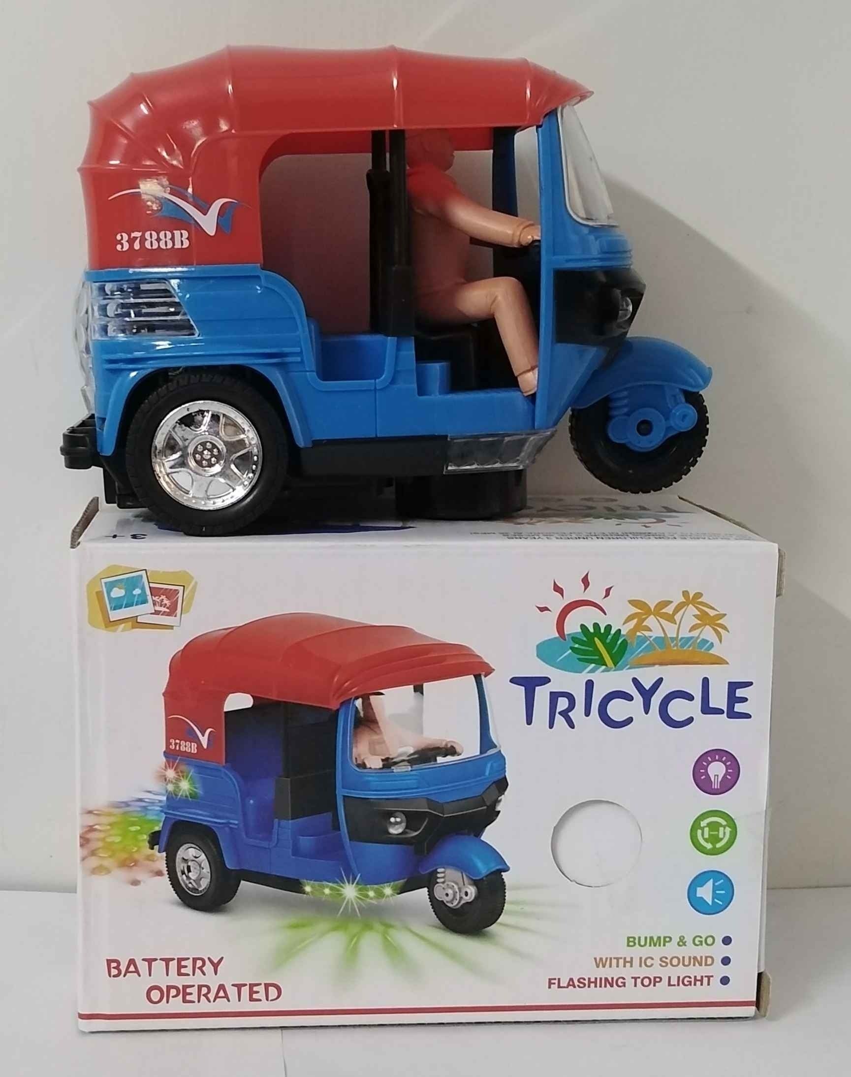 Cell Operated Rikshaw Toy – Light & Sound Vehicle for Kids