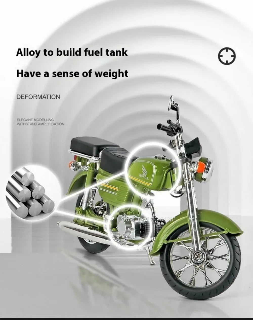 1:12 Diecast Honda CD 70 Bike Model – Metal Motorcycle Toy